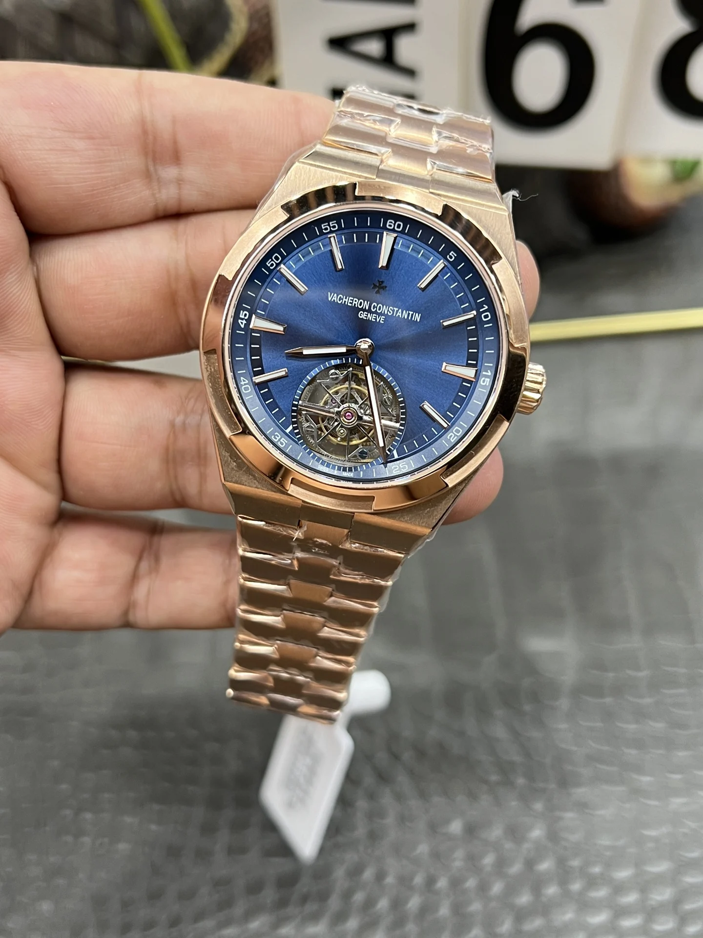 Vacheron Constantin Overseas Tourbillon — photographed off the sweep