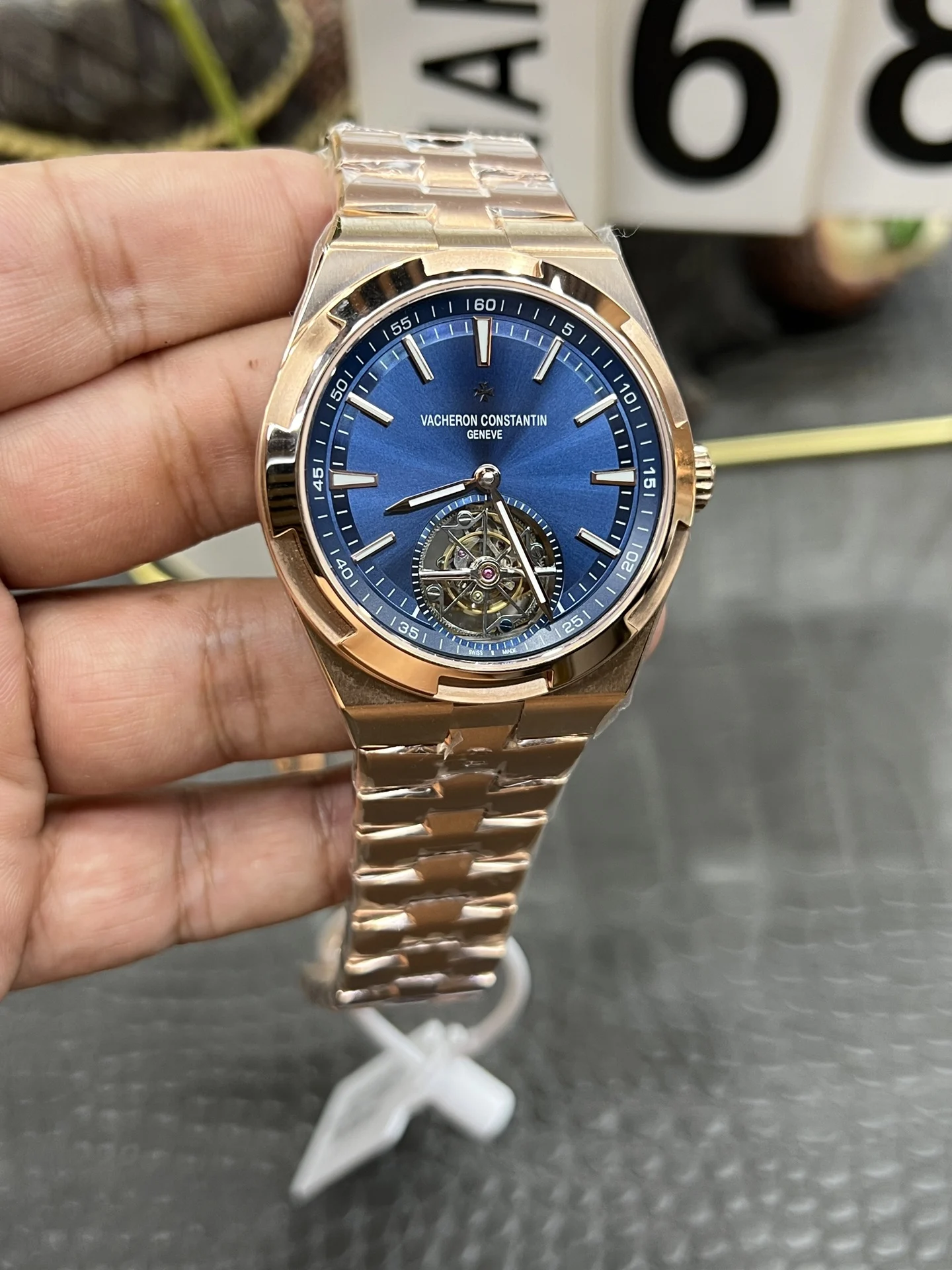 Vacheron Constantin Overseas Tourbillon — photographed off the sweep