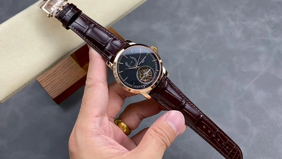 Vacheron Constantin Patrimony Tourbillon Rose Gold Silver Dial 42mm