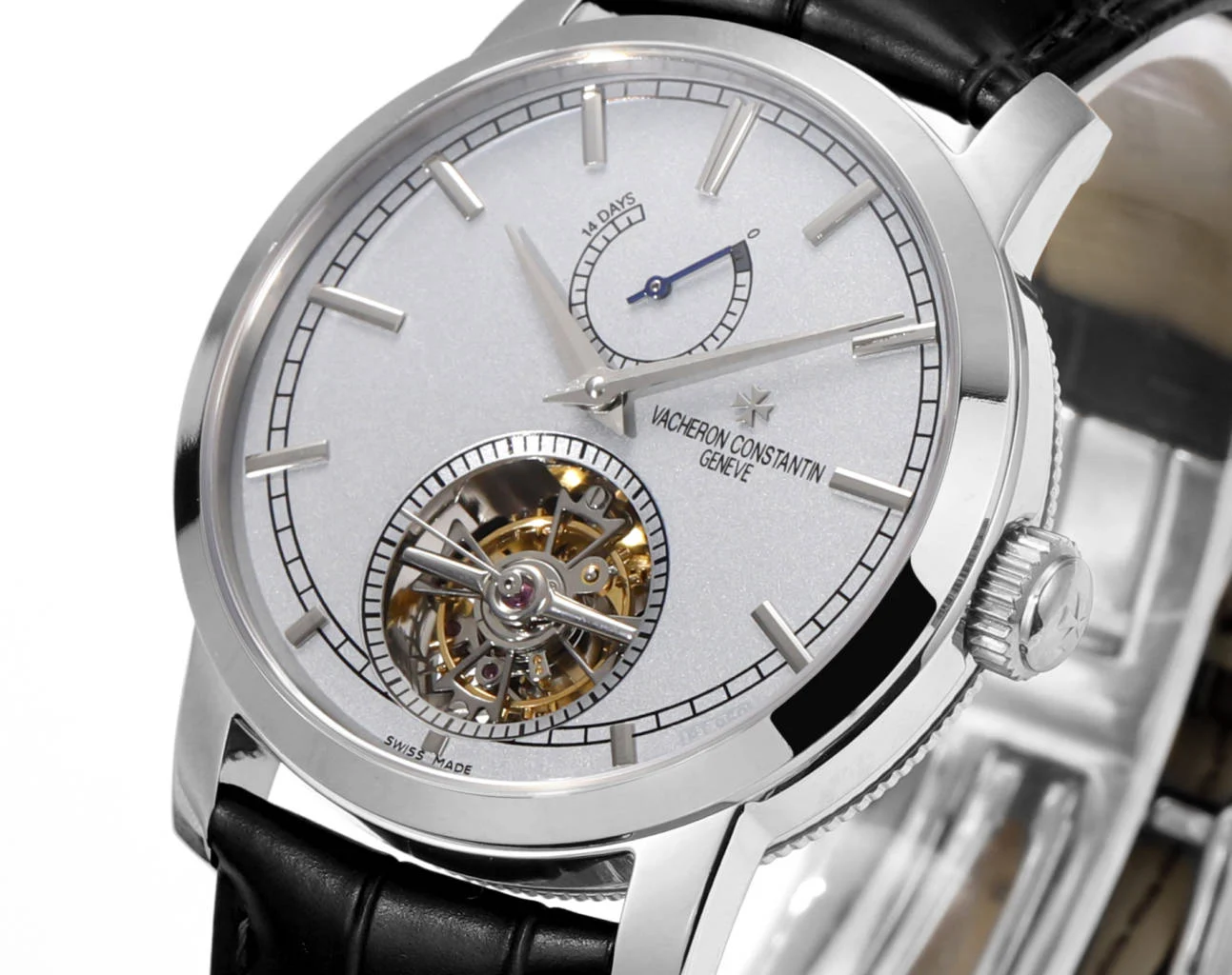 Vacheron Constantin Patrimony Tourbillon Rose Gold Silver Dial 42mm — photographed off the sweep