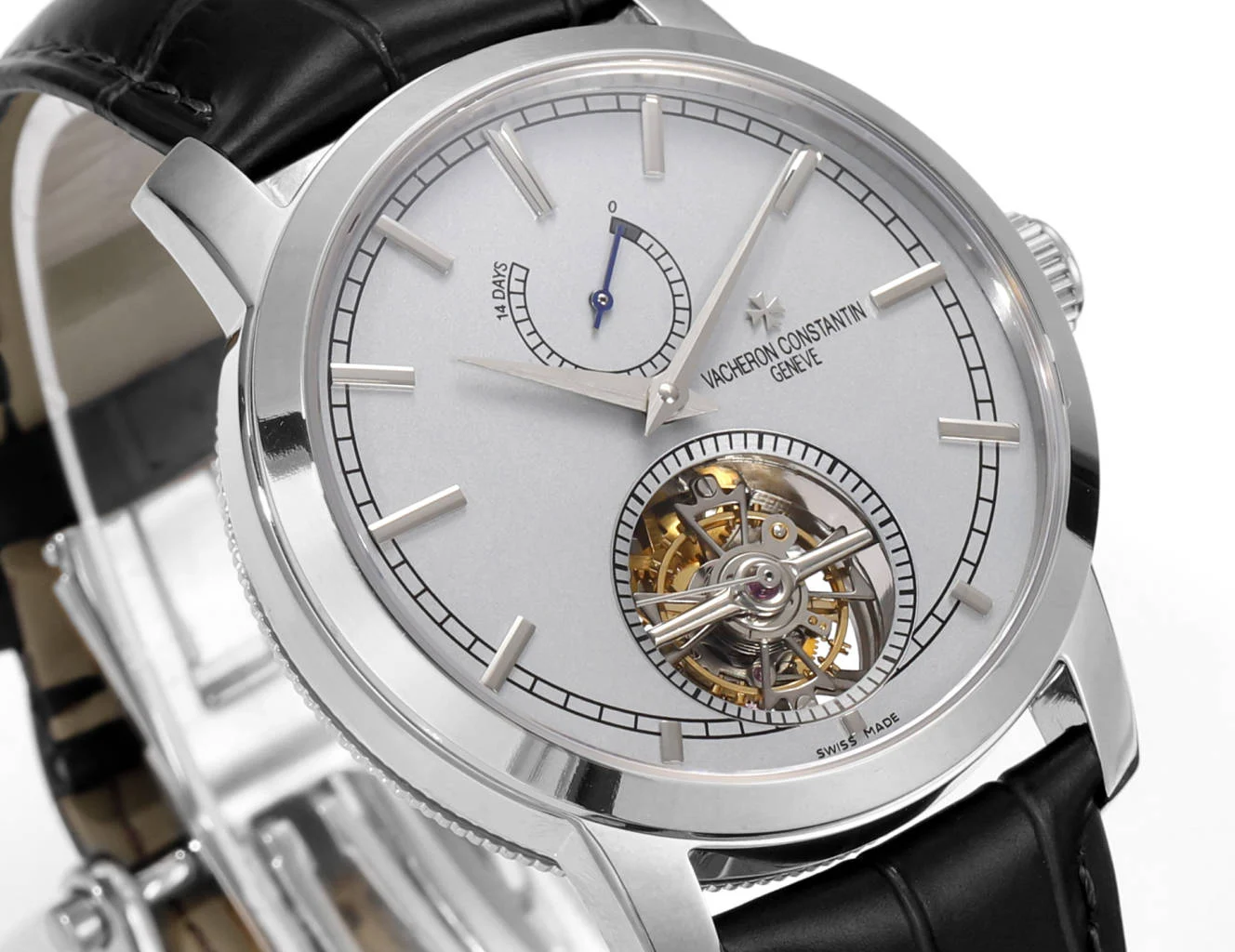 Vacheron Constantin Patrimony Tourbillon Rose Gold Silver Dial 42mm — photographed off the sweep