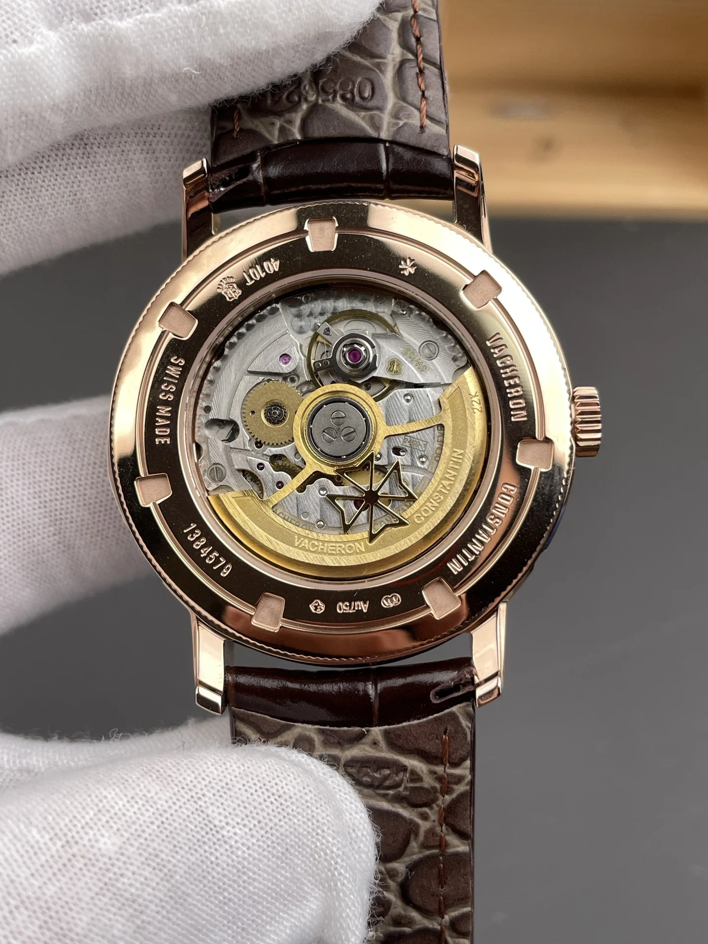 Vacheron Constantin Rose Gold White Dial — photographed off the sweep
