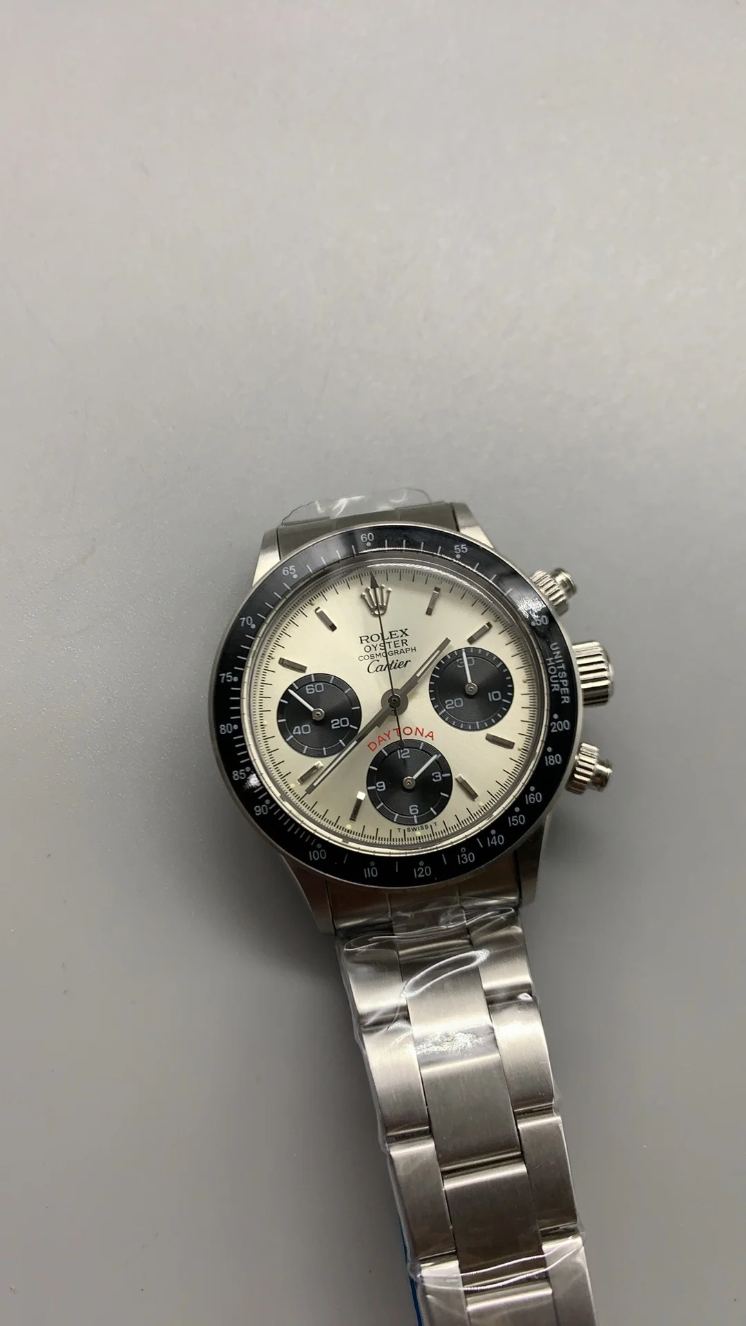 vintage Daytona, Cartier printing, manual wind — photographed off the sweep