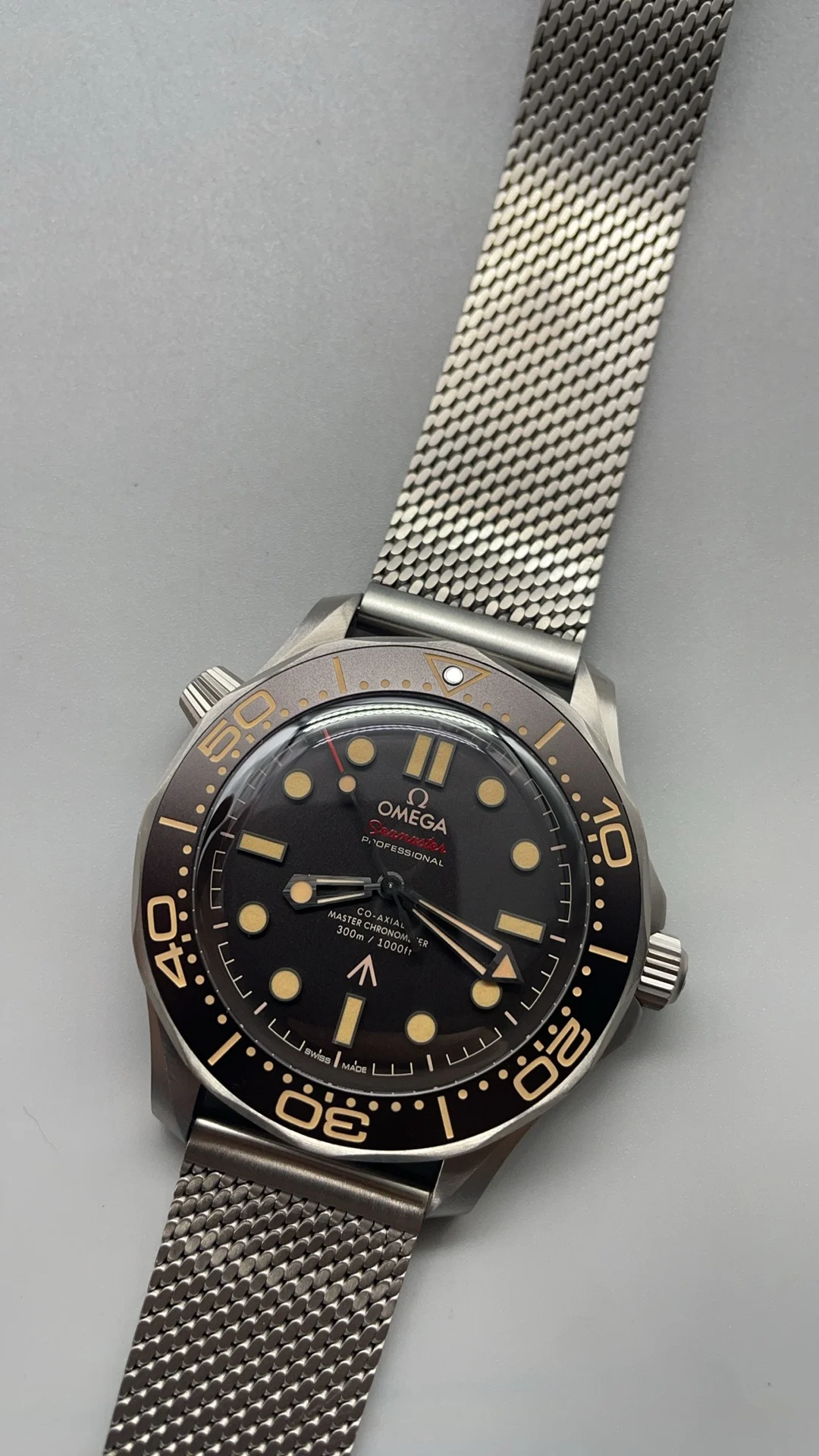 VSF, 007 Flawless, Titanium, New Movement, New Strap — photographed off the sweep