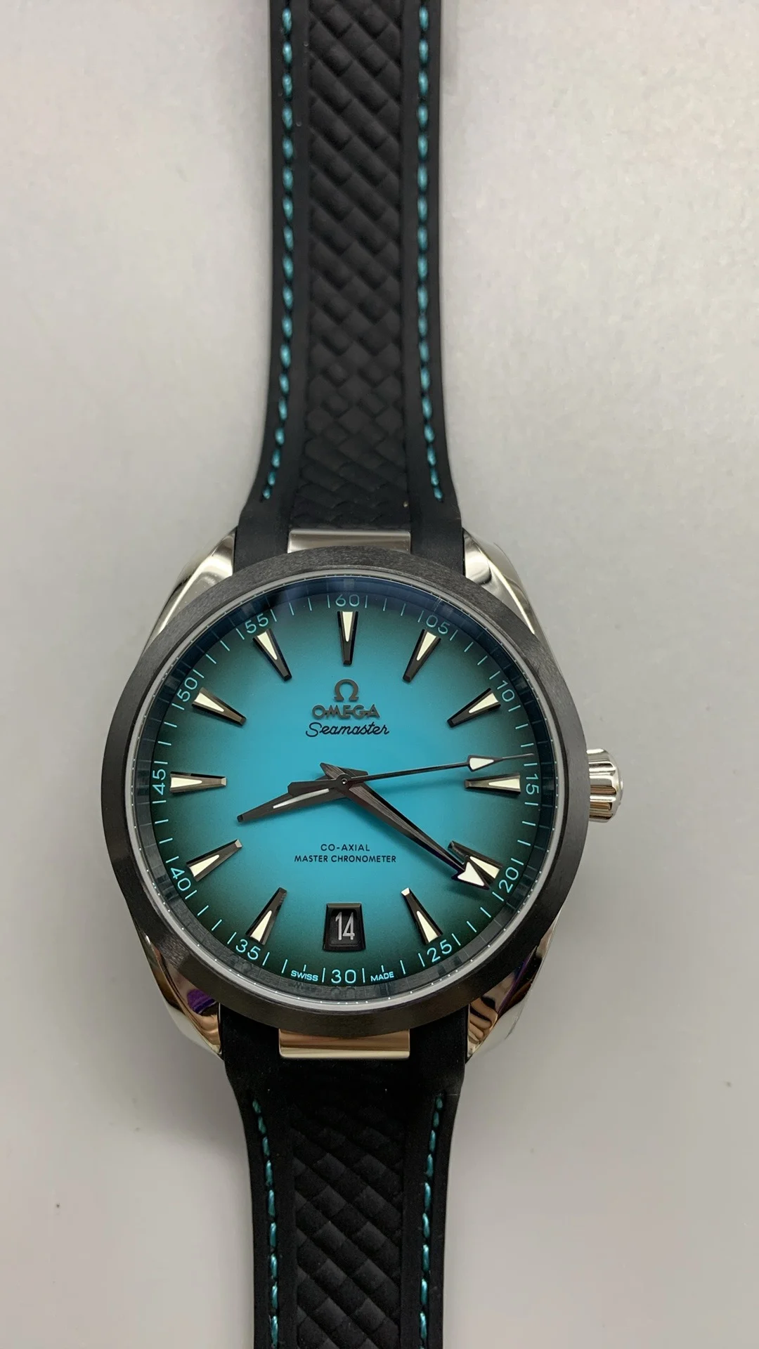 VSF, 41mm, teak and turquoise, rubber strap
