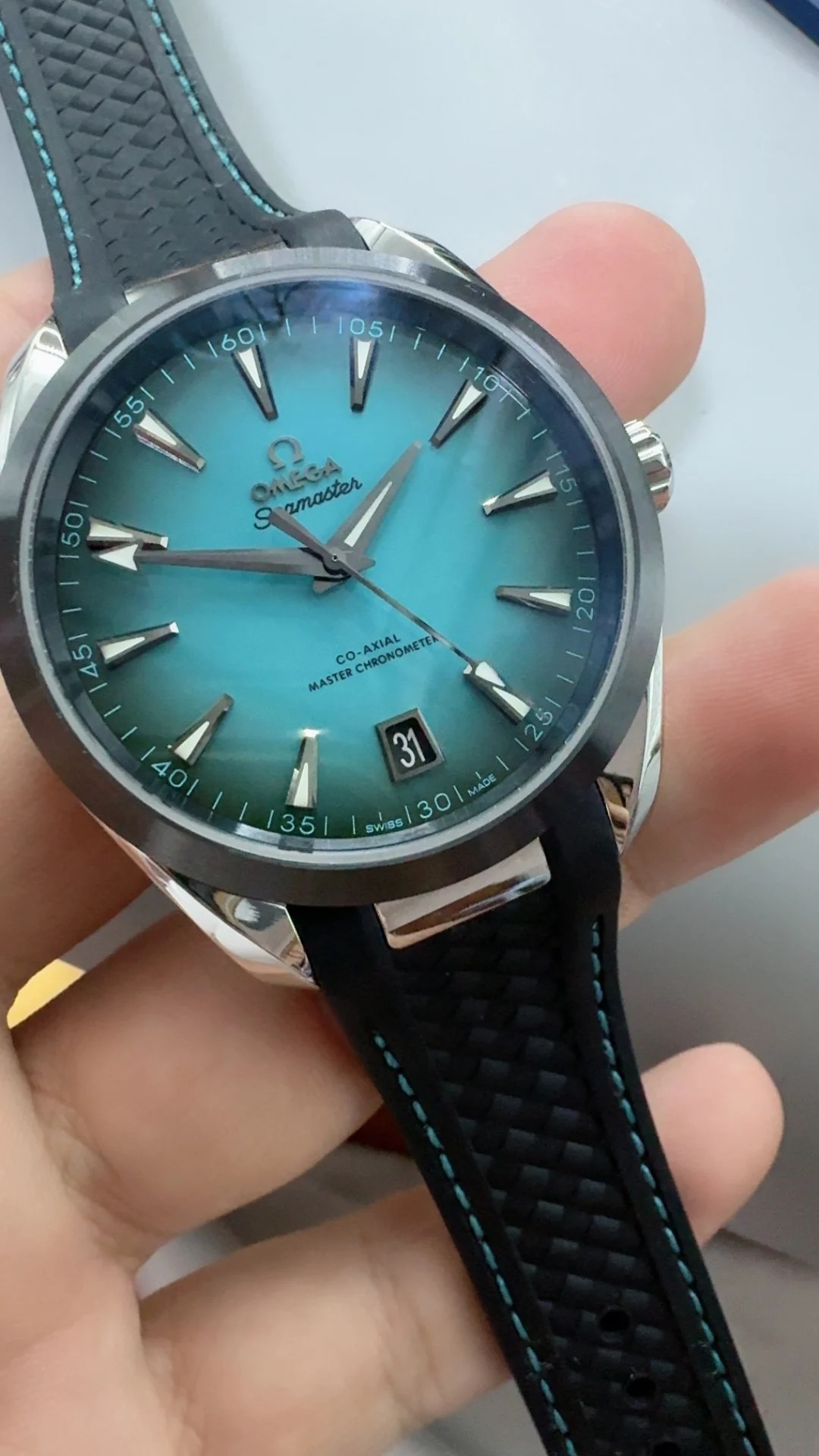 VSF, 41mm, turquoise, rubber strap, 8900 — photographed off the sweep