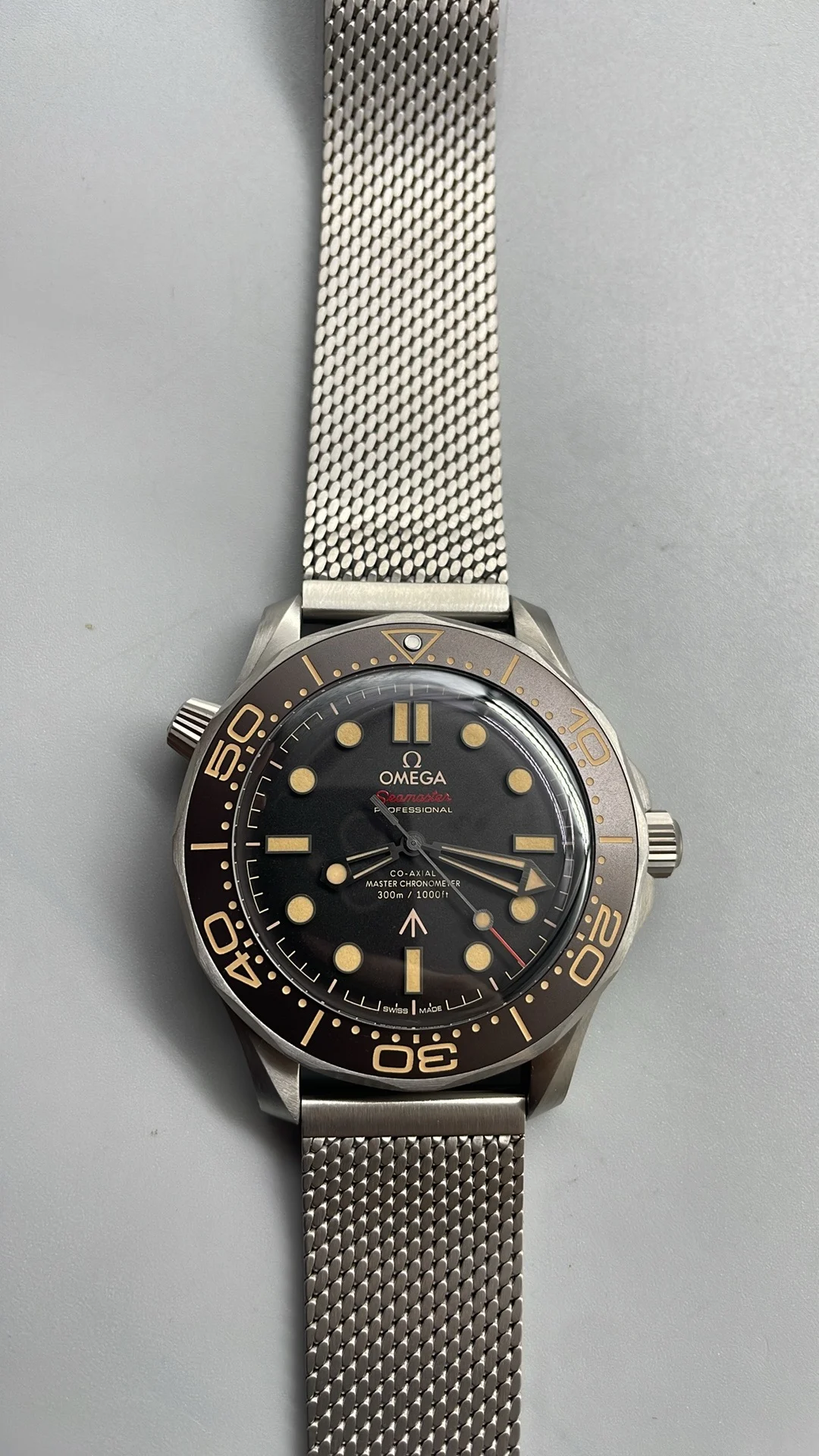 VSF, titanium, 007 flawless, new movement, new strap — photographed off the sweep
