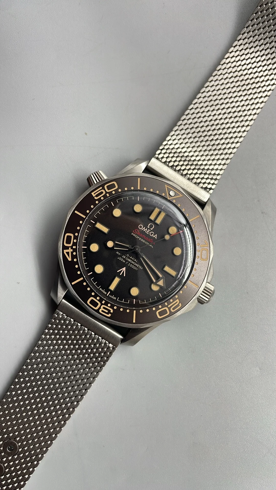 VSF, titanium, 007 flawless, new movement, new strap — photographed off the sweep