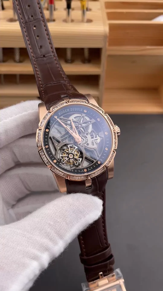 YS Roger Dubuis King Collection Rose Gold Diamond Set Bezel /45mm