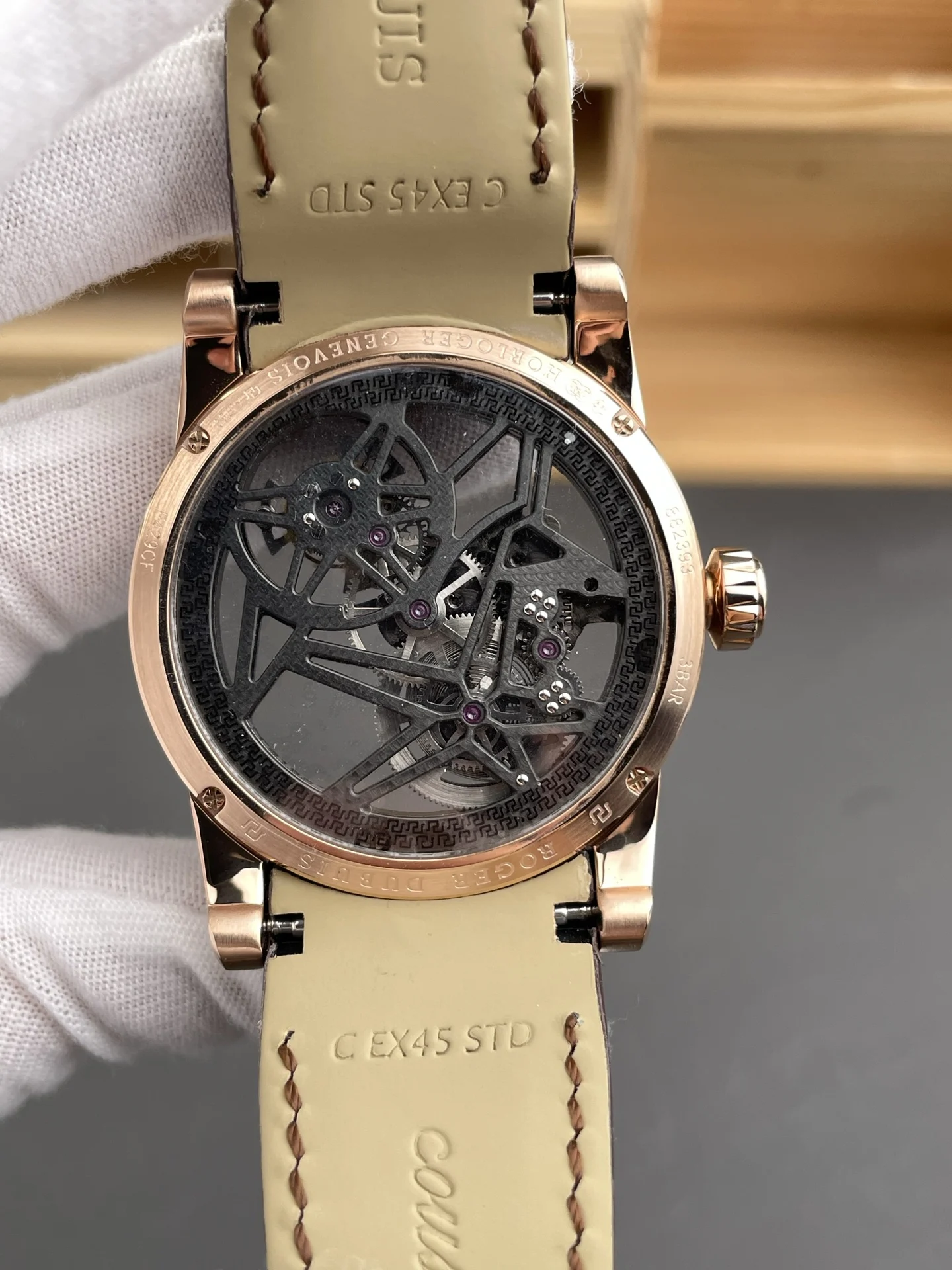 YS Roger Dubuis King Collection Rose Gold Diamond Set Bezel /45mm — photographed off the sweep
