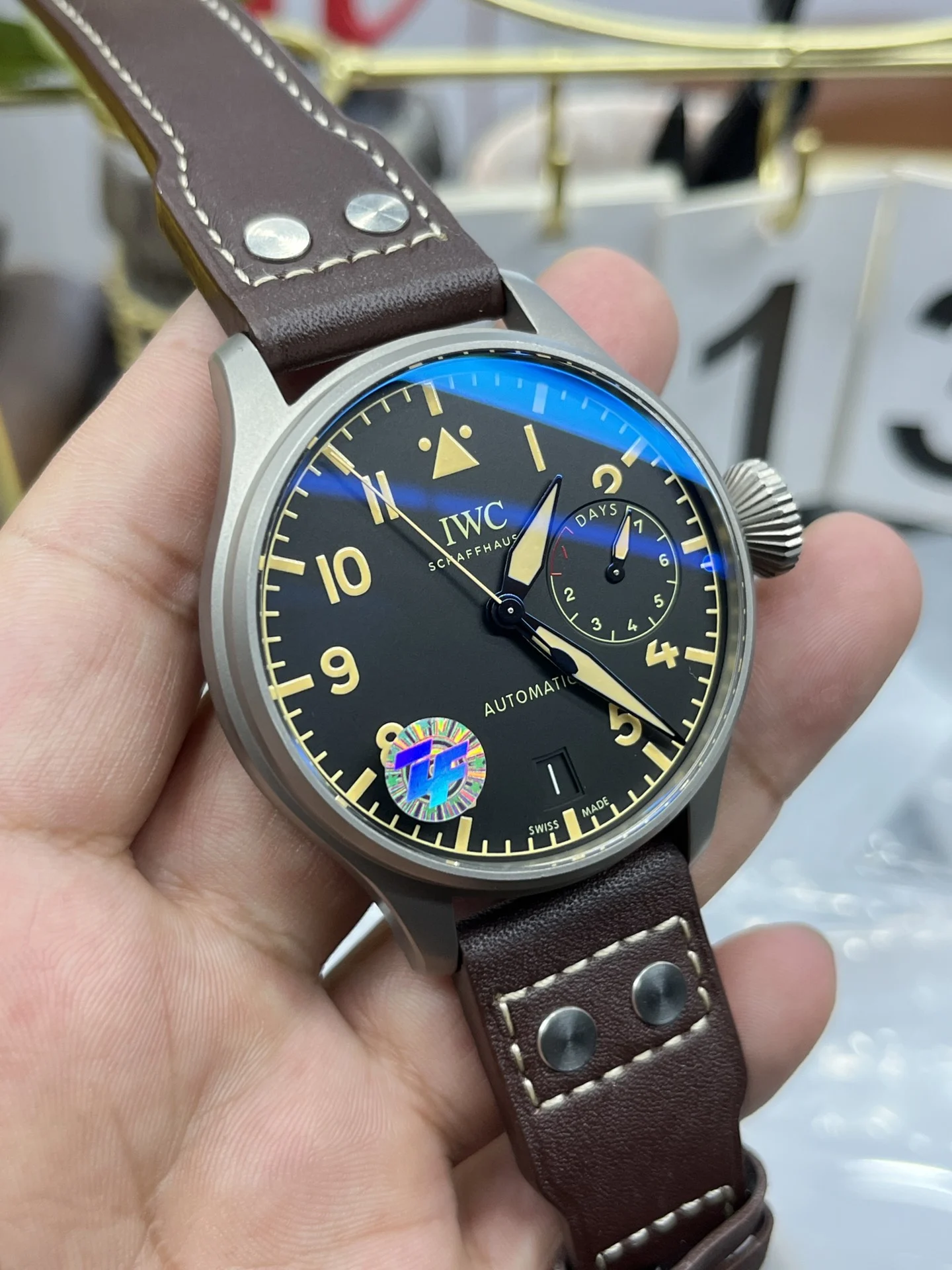 ZF titanium case, 46mm*16mm, Cal.51111 mechanical — photographed off the sweep